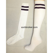 White and purple double stripe knee high socks